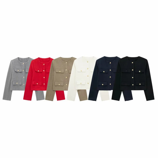 Casual Temperament Flip Decoration Short Suit Jacket