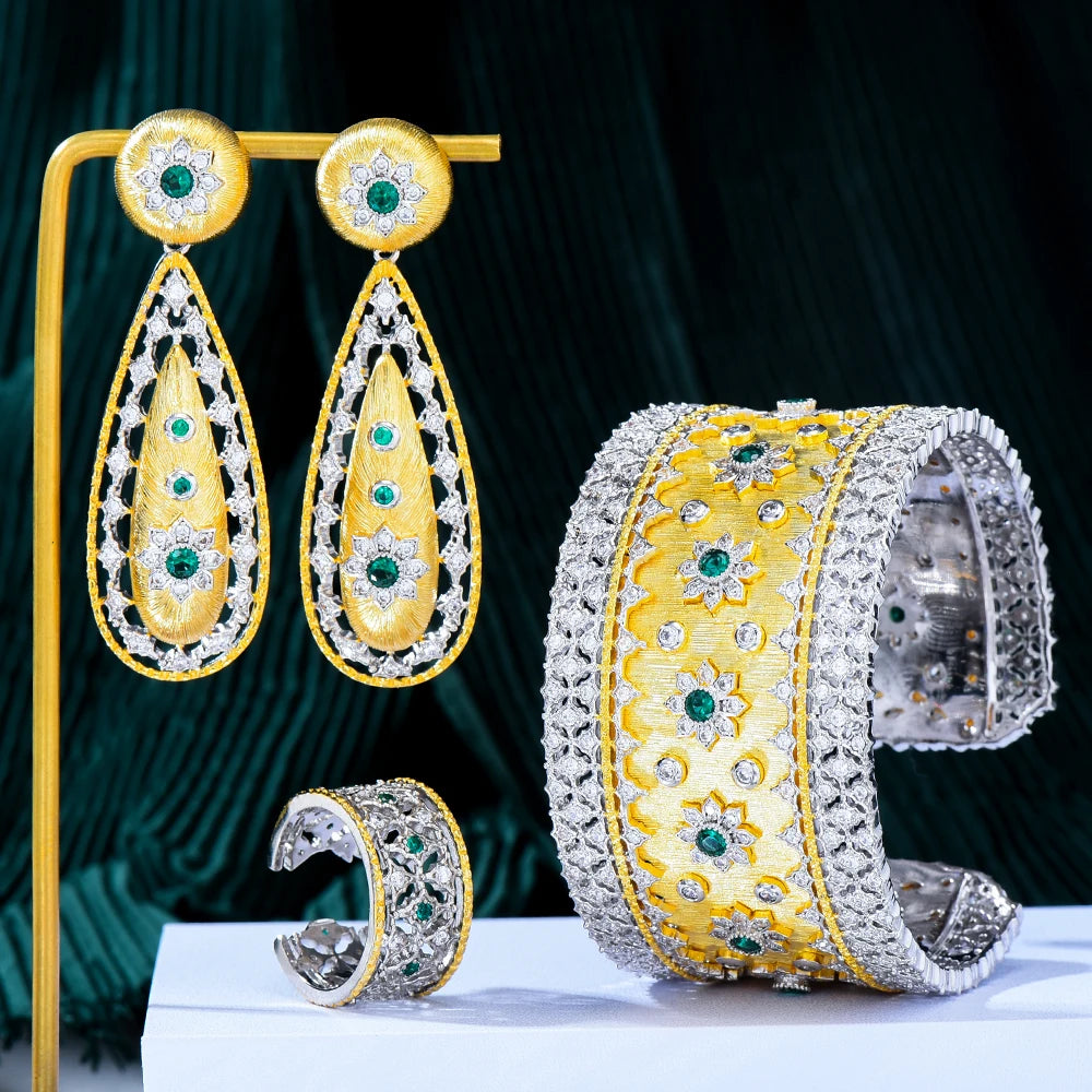 Wide Bangle Earrings Ring Jewelry Sets