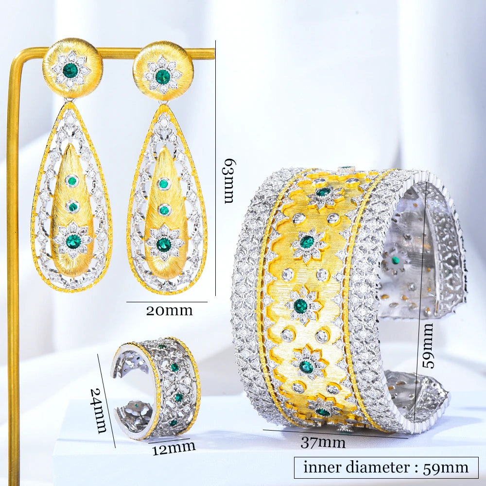 Wide Bangle Earrings Ring Jewelry Sets