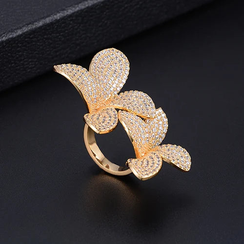 Luxury Fingers Ring Adjustable Fashion Blooming Flowers