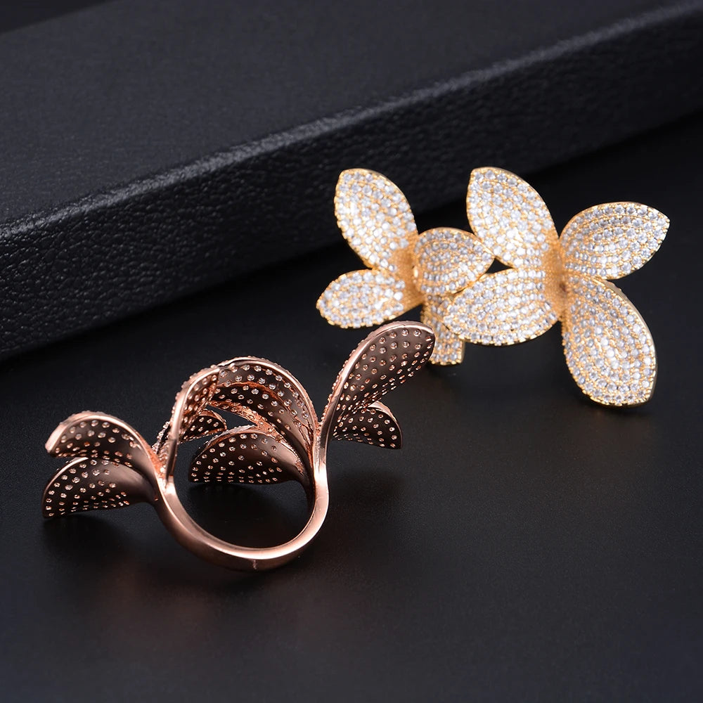 Luxury Fingers Ring Adjustable Fashion Blooming Flowers