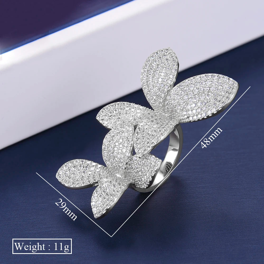 Luxury Fingers Ring Adjustable Fashion Blooming Flowers