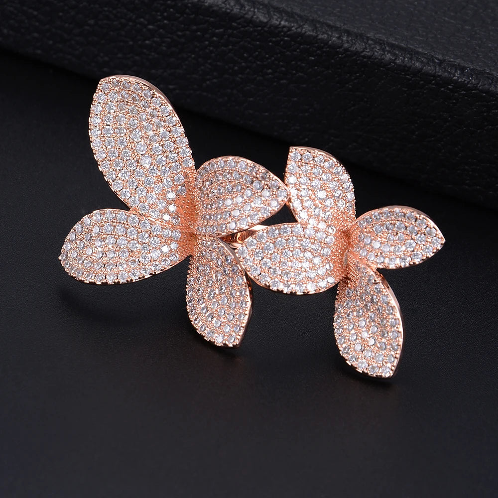 Luxury Fingers Ring Adjustable Fashion Blooming Flowers