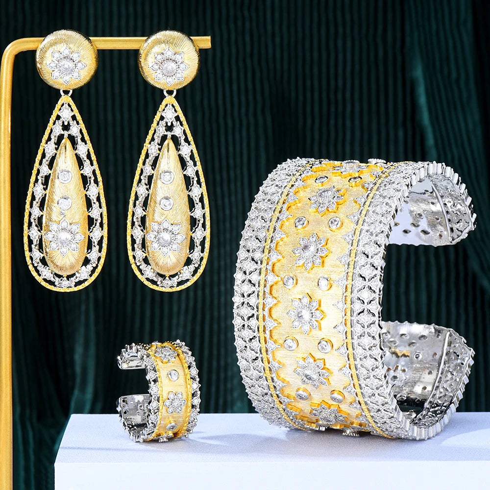 Wide Bangle Earrings Ring Jewelry Sets