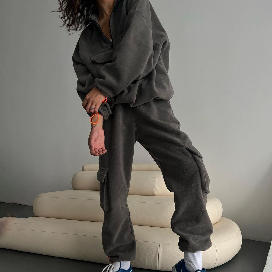 Fleece Tracksuit Winter Pants Two Piece Set