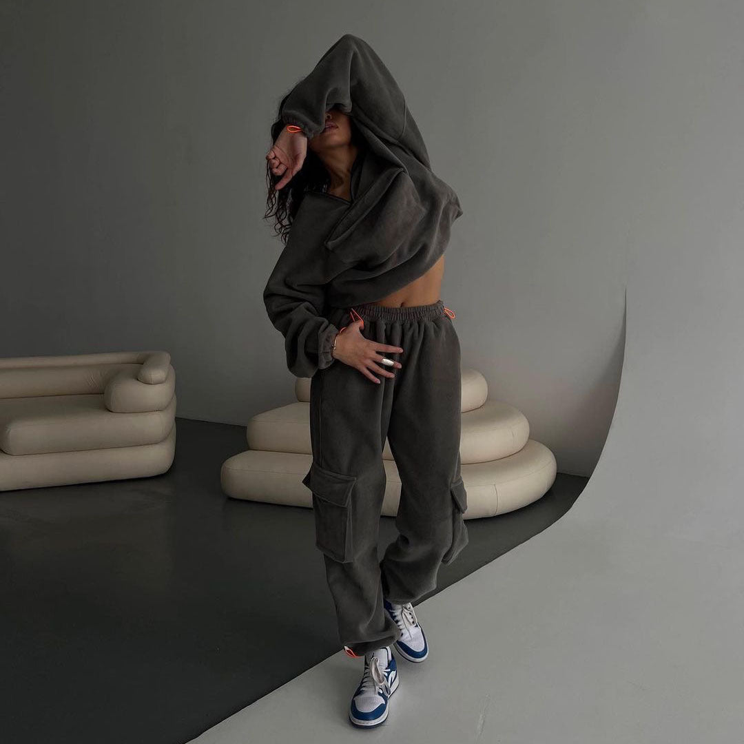 Fleece Tracksuit Winter Pants Two Piece Set