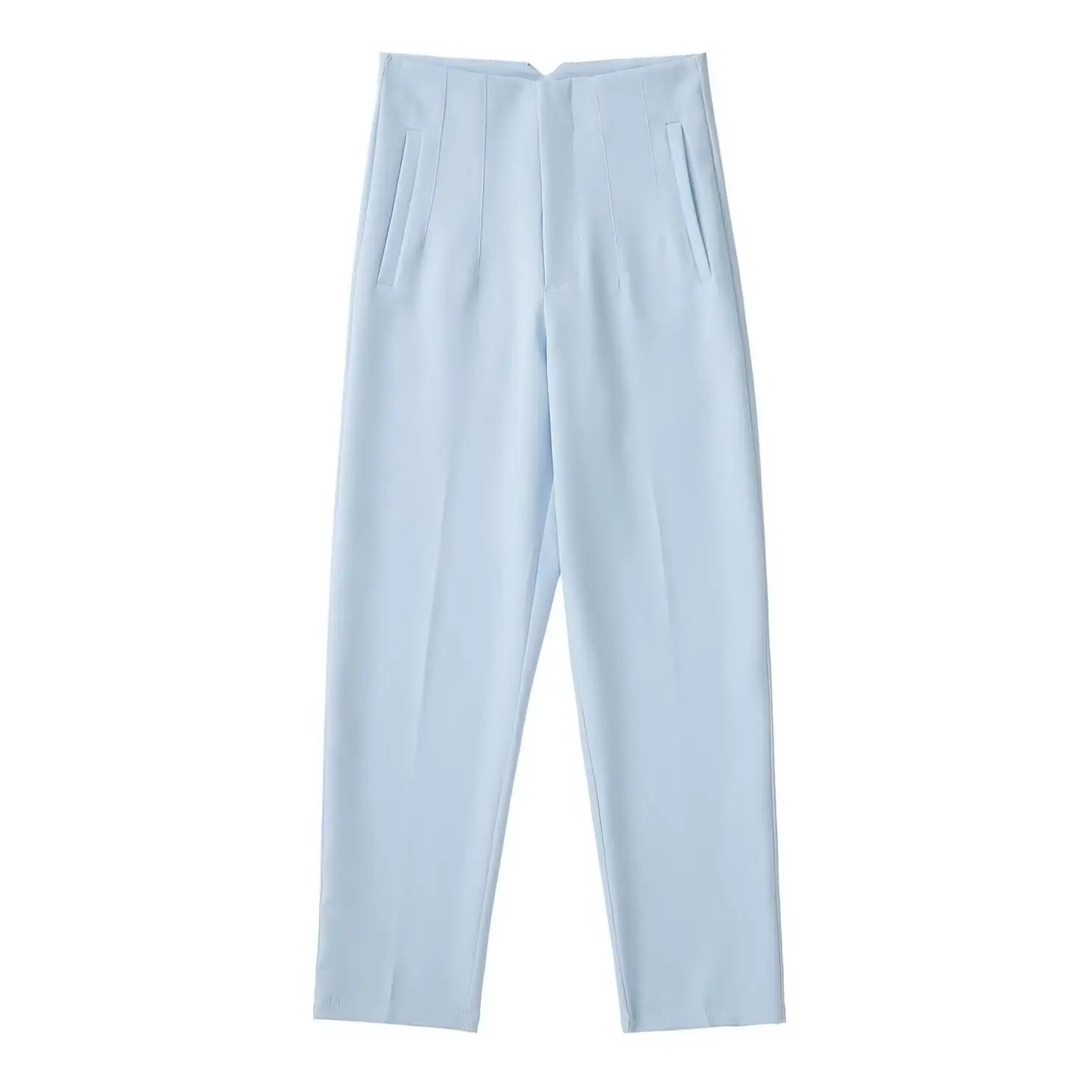 Straight Pants High Waist Front Zipper Trouser