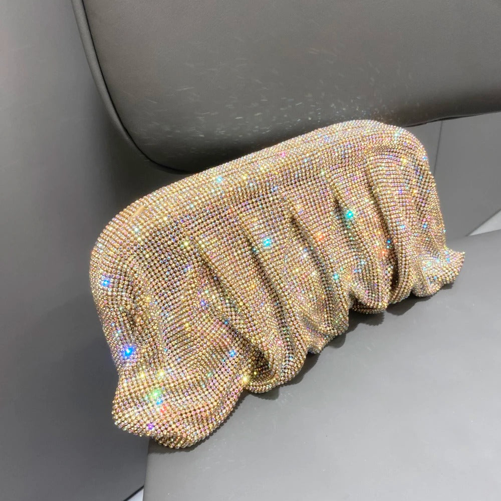 Shiny handle Rhinestones Handmade Clutch