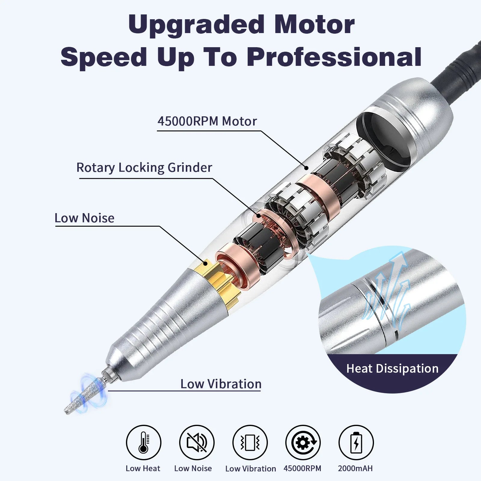 45000RPM Electric Nail Drill Machine With LCD Display