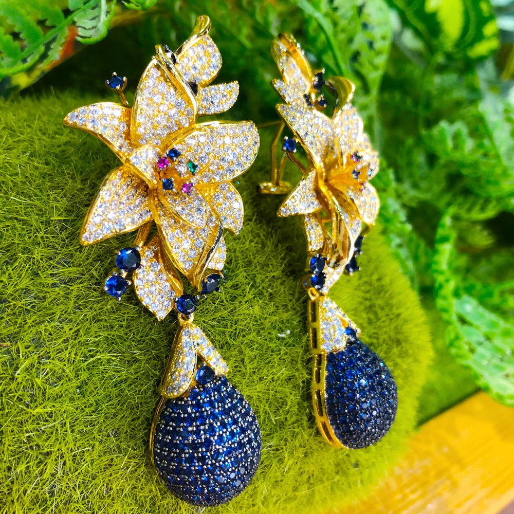 Flower Drop Earrings Crossover