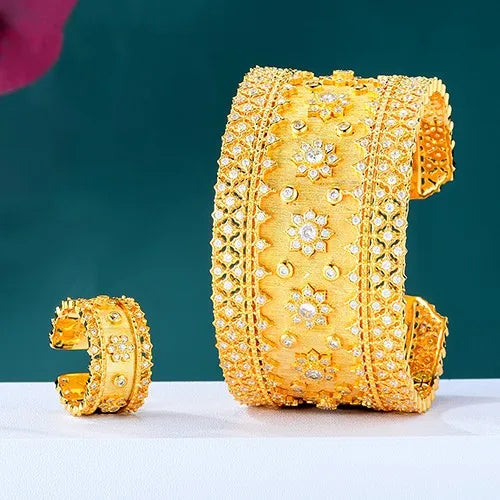 Wide Bangle Earrings Ring Jewelry Sets