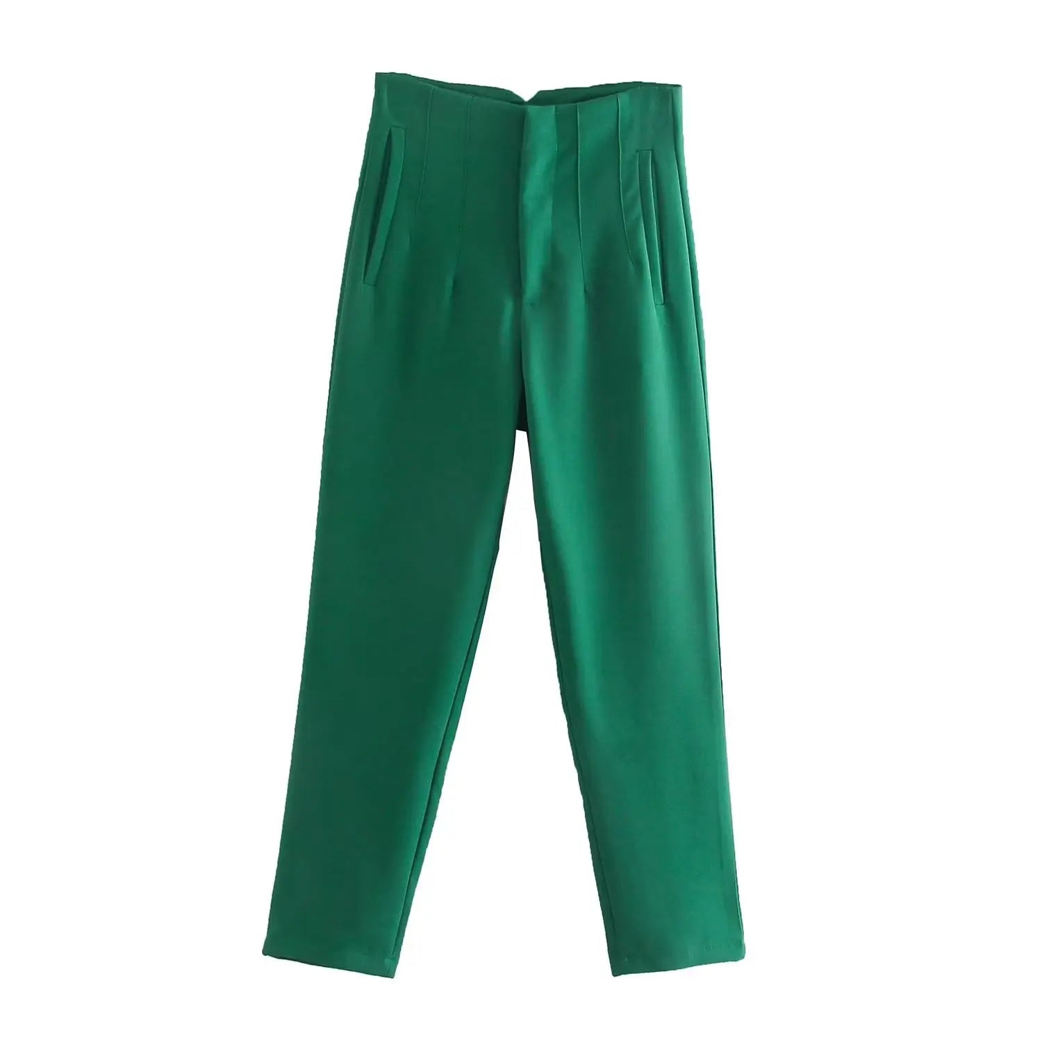 Straight Pants High Waist Front Zipper Trouser