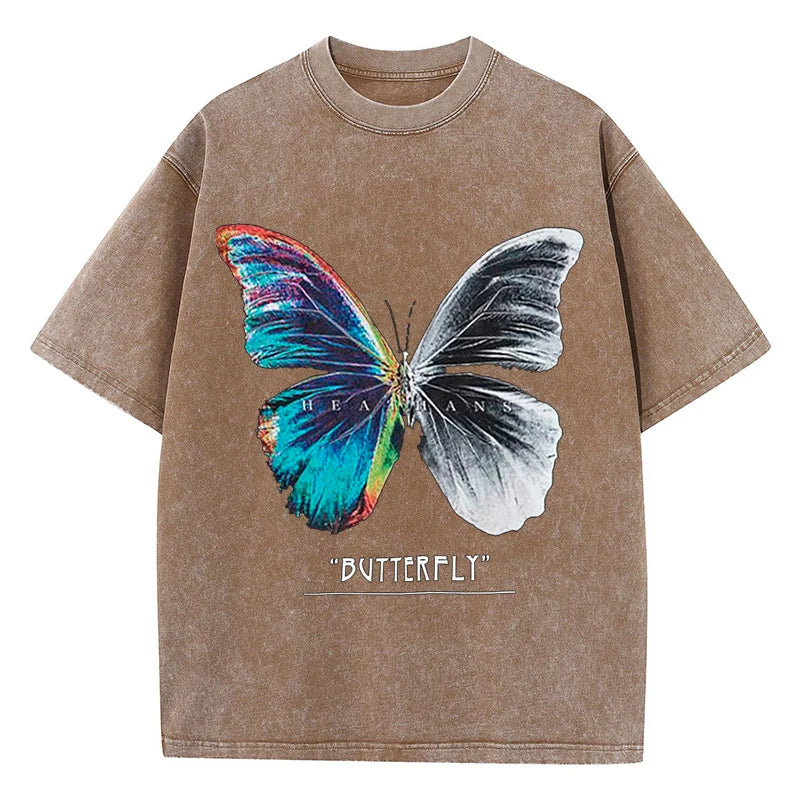 Loose O-Neck Tees Butterfly T Shirt