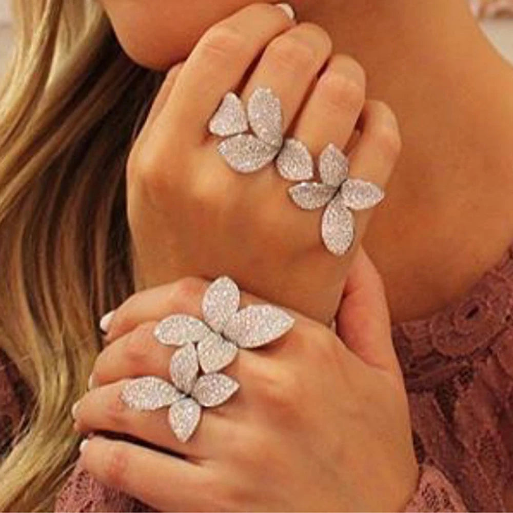 Luxury Fingers Ring Adjustable Fashion Blooming Flowers