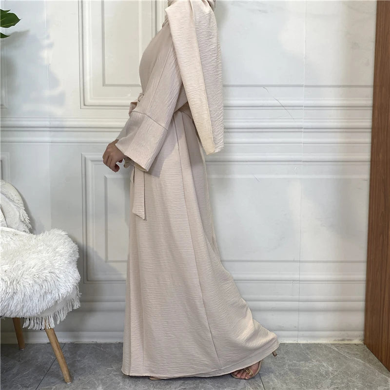 Two piece set Robe Solid Cardigan Abaya