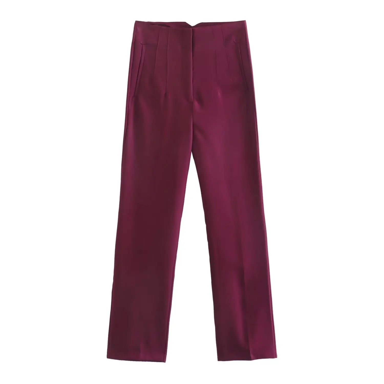 Straight Pants High Waist Front Zipper Trouser