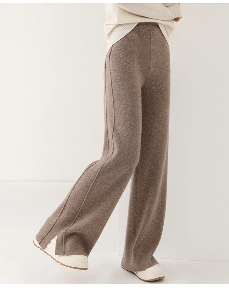 High waisted loose cashmere floor pants