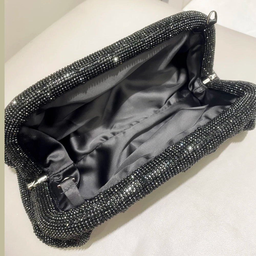 Shiny handle Rhinestones Handmade Clutch