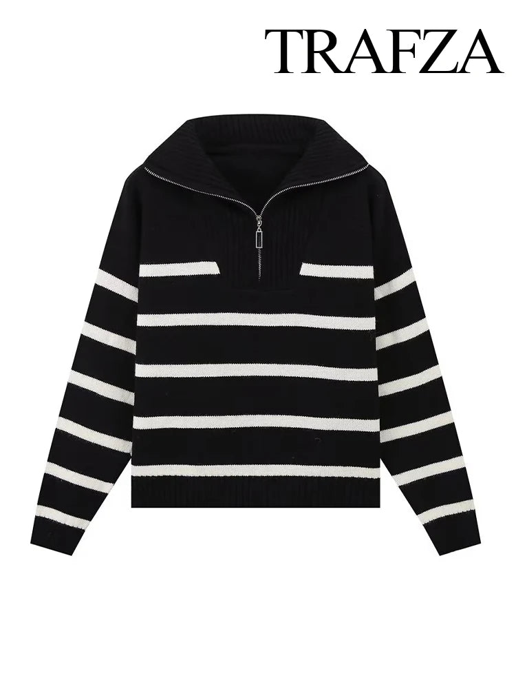 Premium Zipper Striped Sweater