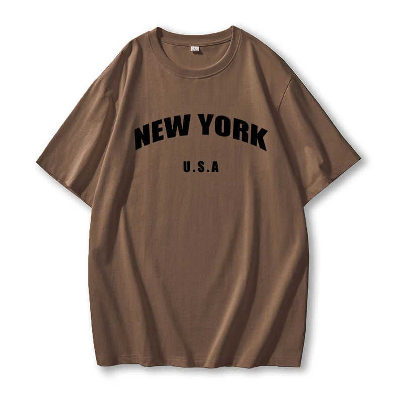 New York Letter Print T-shirts