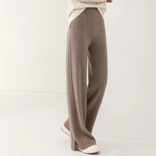 High waisted loose cashmere floor pants