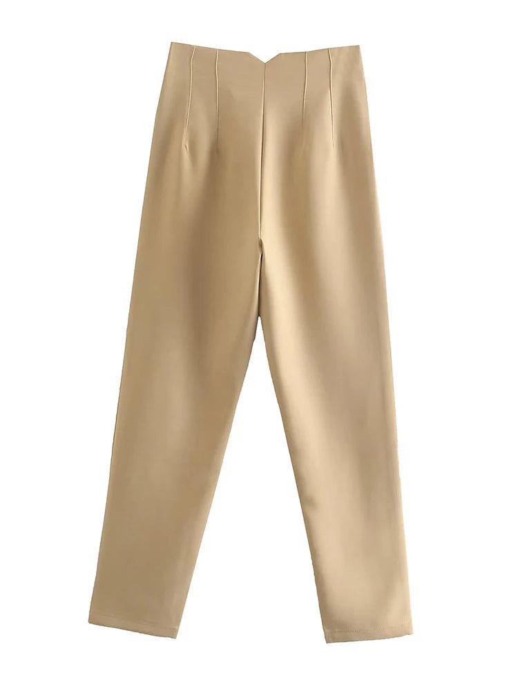 Straight Pants High Waist Front Zipper Trouser