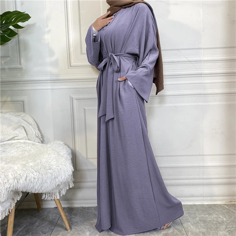 Two piece set Robe Solid Cardigan Abaya