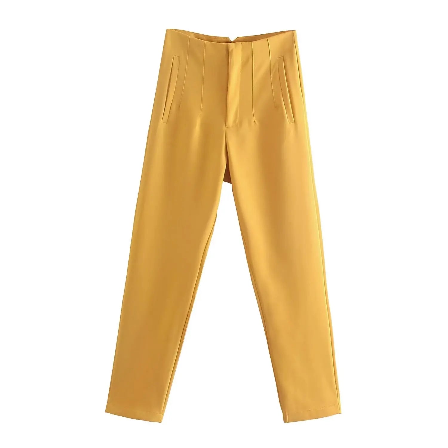 Straight Pants High Waist Front Zipper Trouser