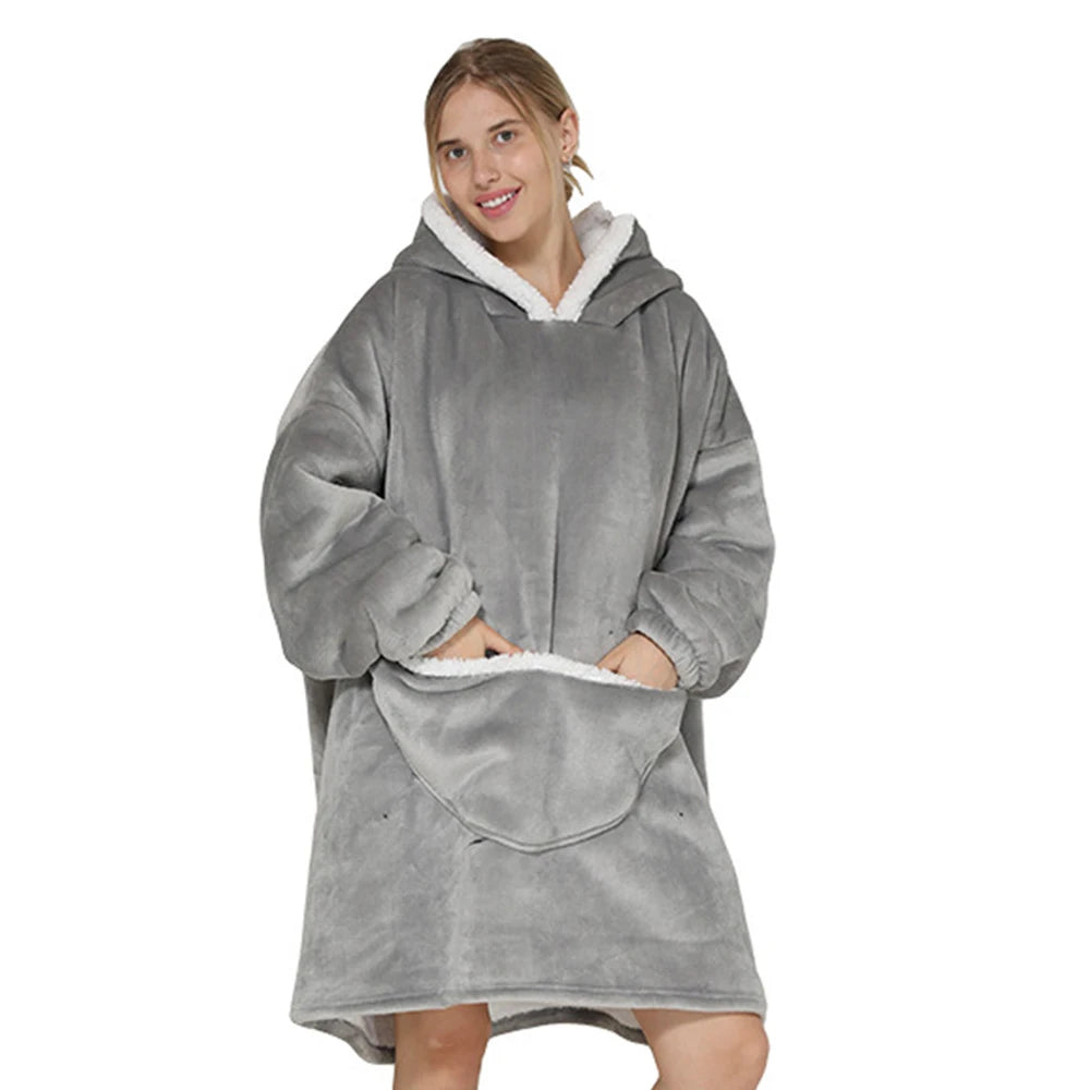 Oversized Blanket Hoodie Men Women Gray Big Warm Blanket