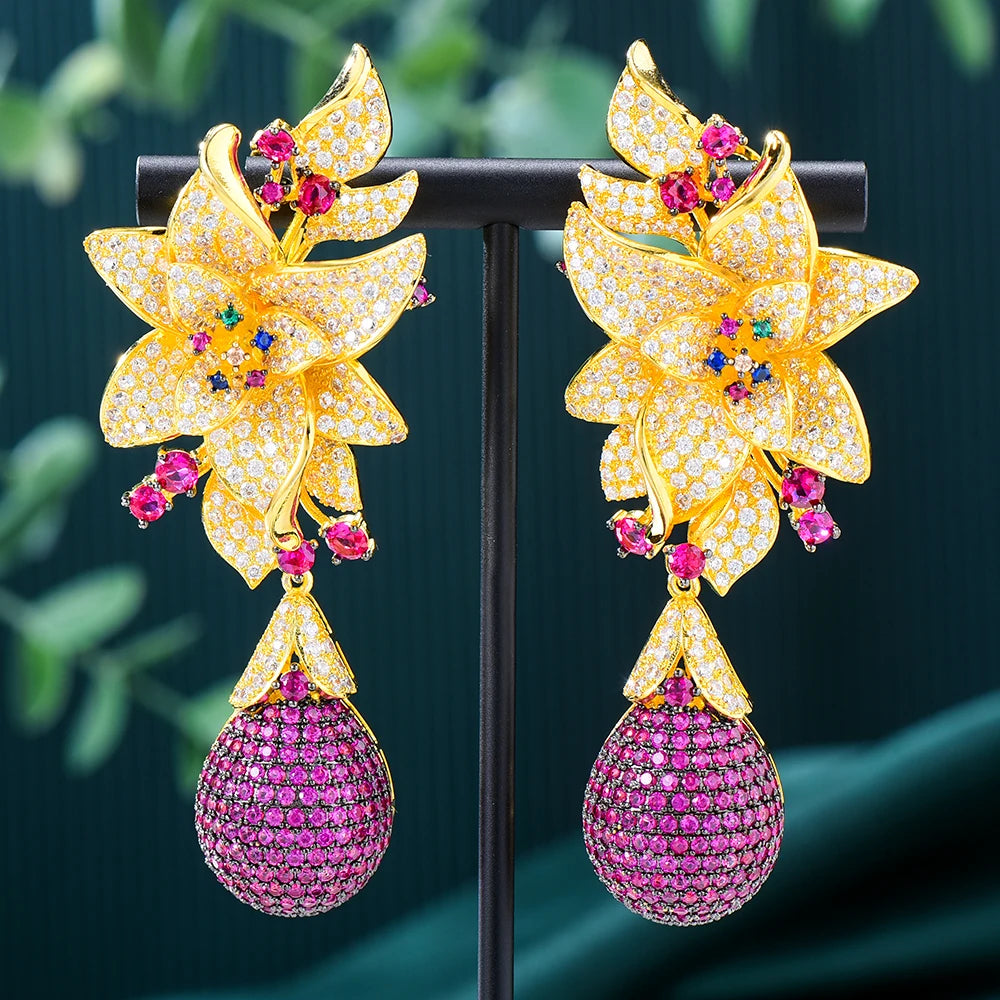 Flower Drop Earrings Crossover