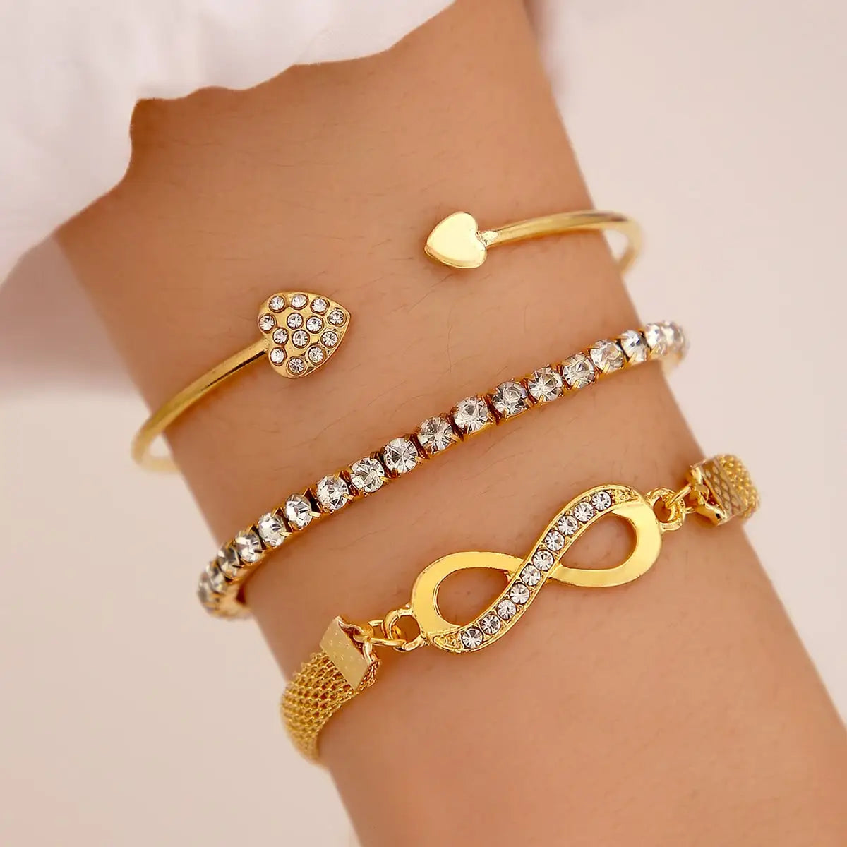 3pcs For A Set Love Opening Temperament Drill Bracelet