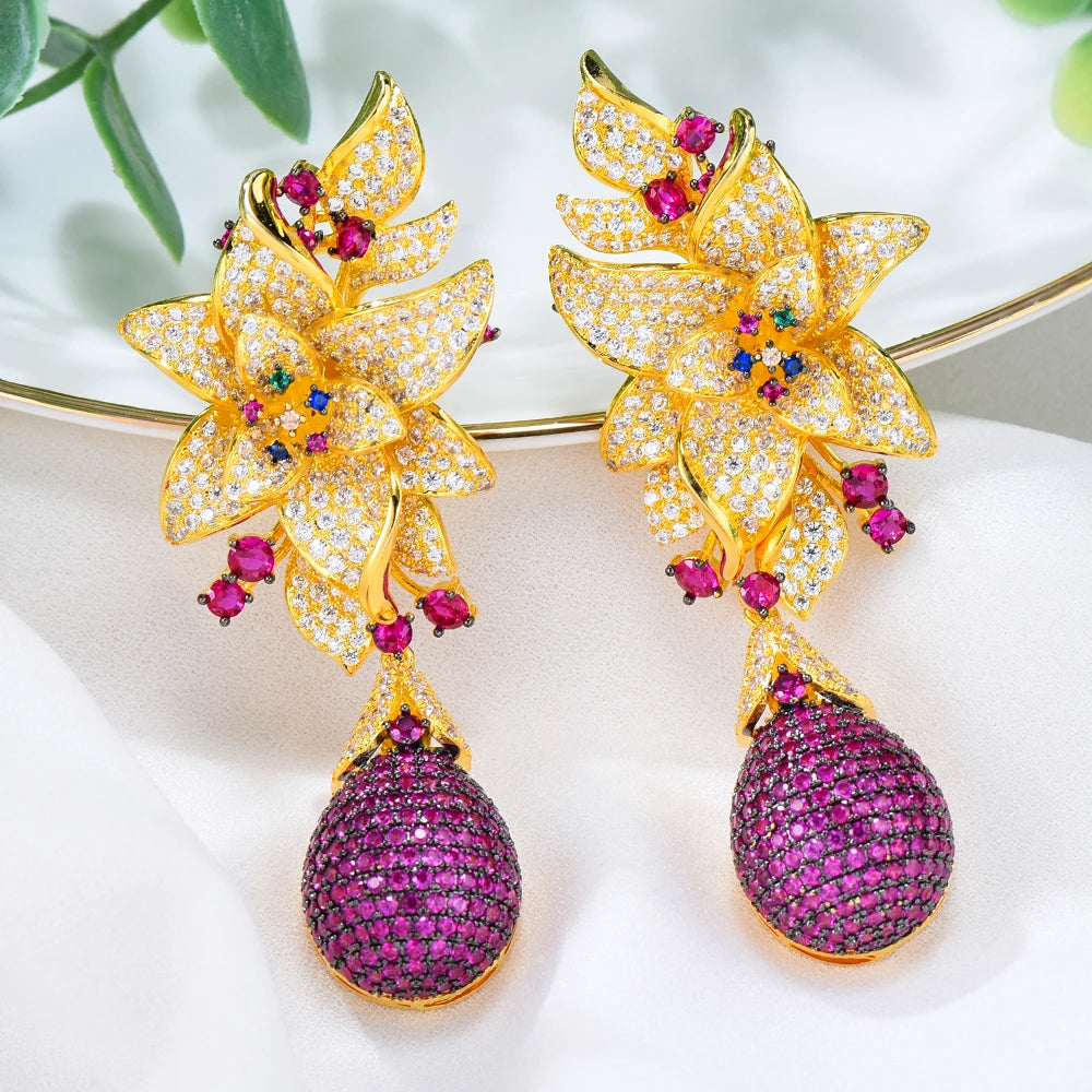 Flower Drop Earrings Crossover