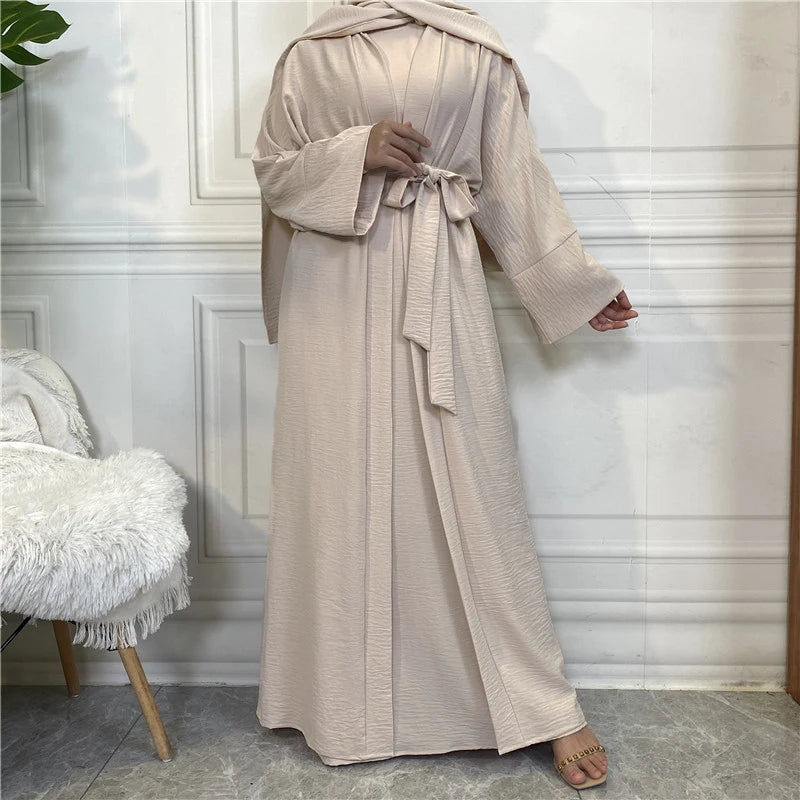 Two piece set Robe Solid Cardigan Abaya