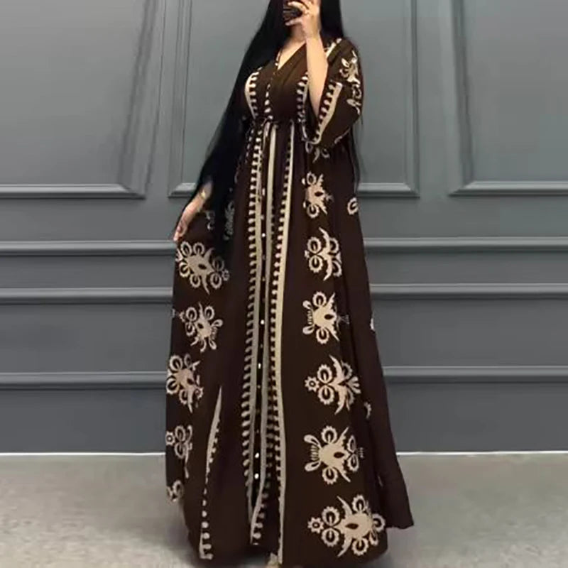 Autumn 3/4 Sleeve Loose Muslim Dress