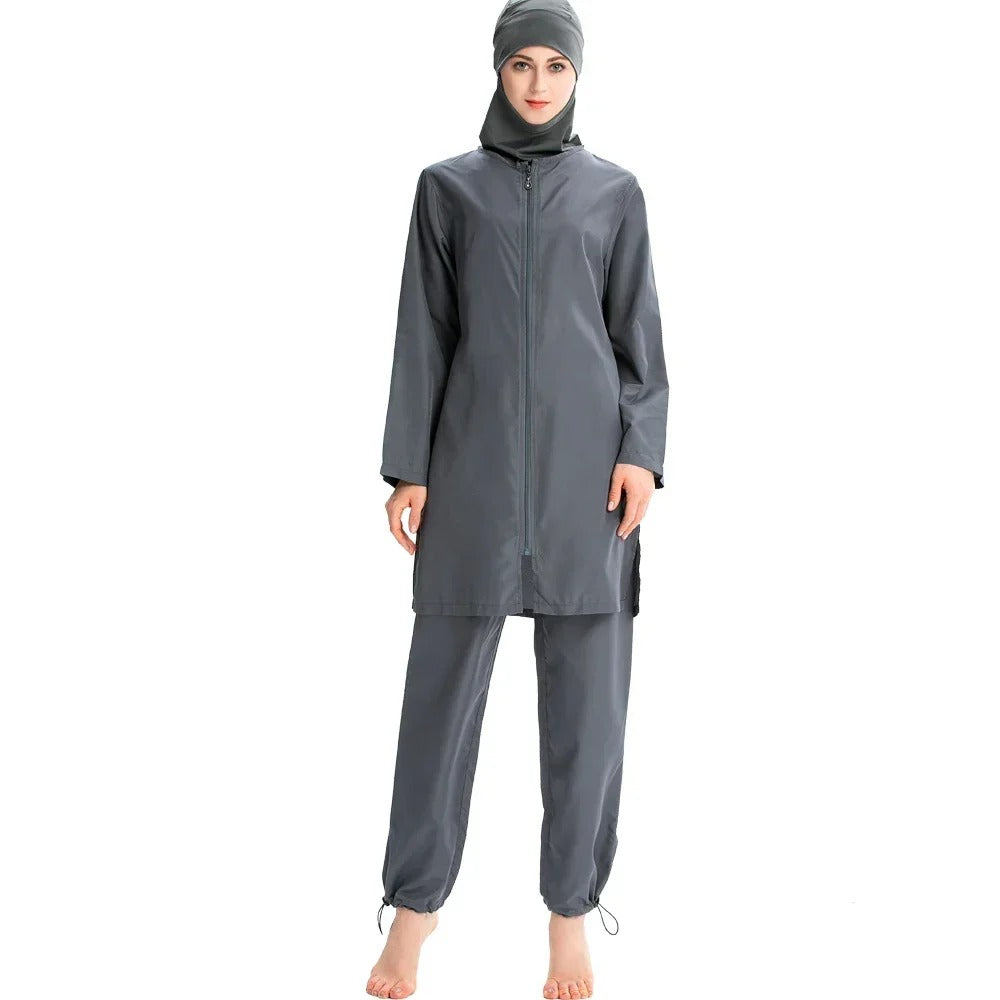 Loose Solid Color Muslim Swimsuit