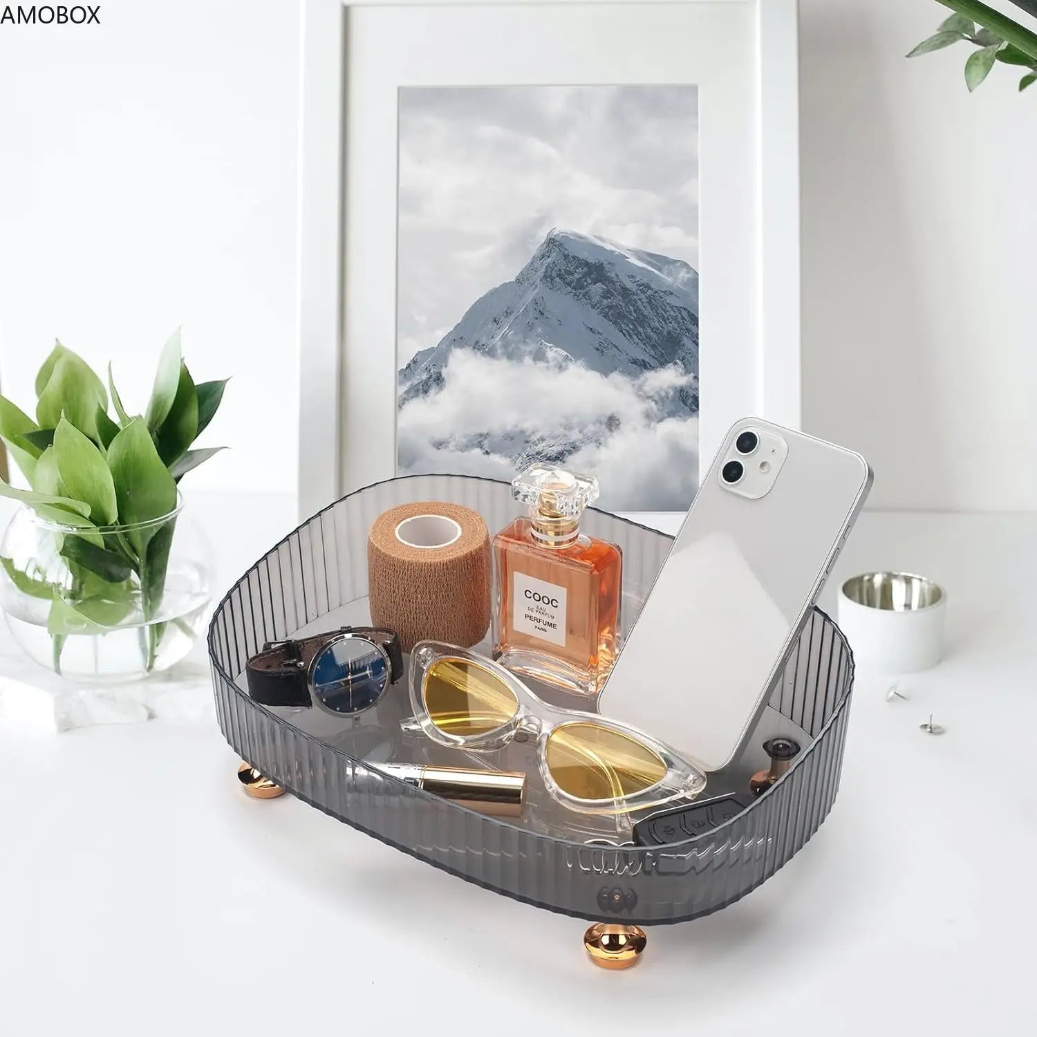 Makeup Perfume Organizer, Bathroom Vanity Tray, Decorative Dresser Tray