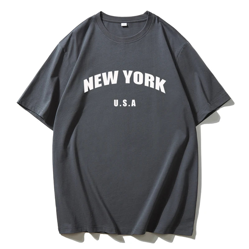 New York Letter Print T-shirts