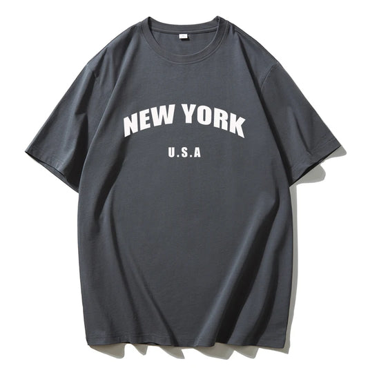 New York Letter Print T-shirts