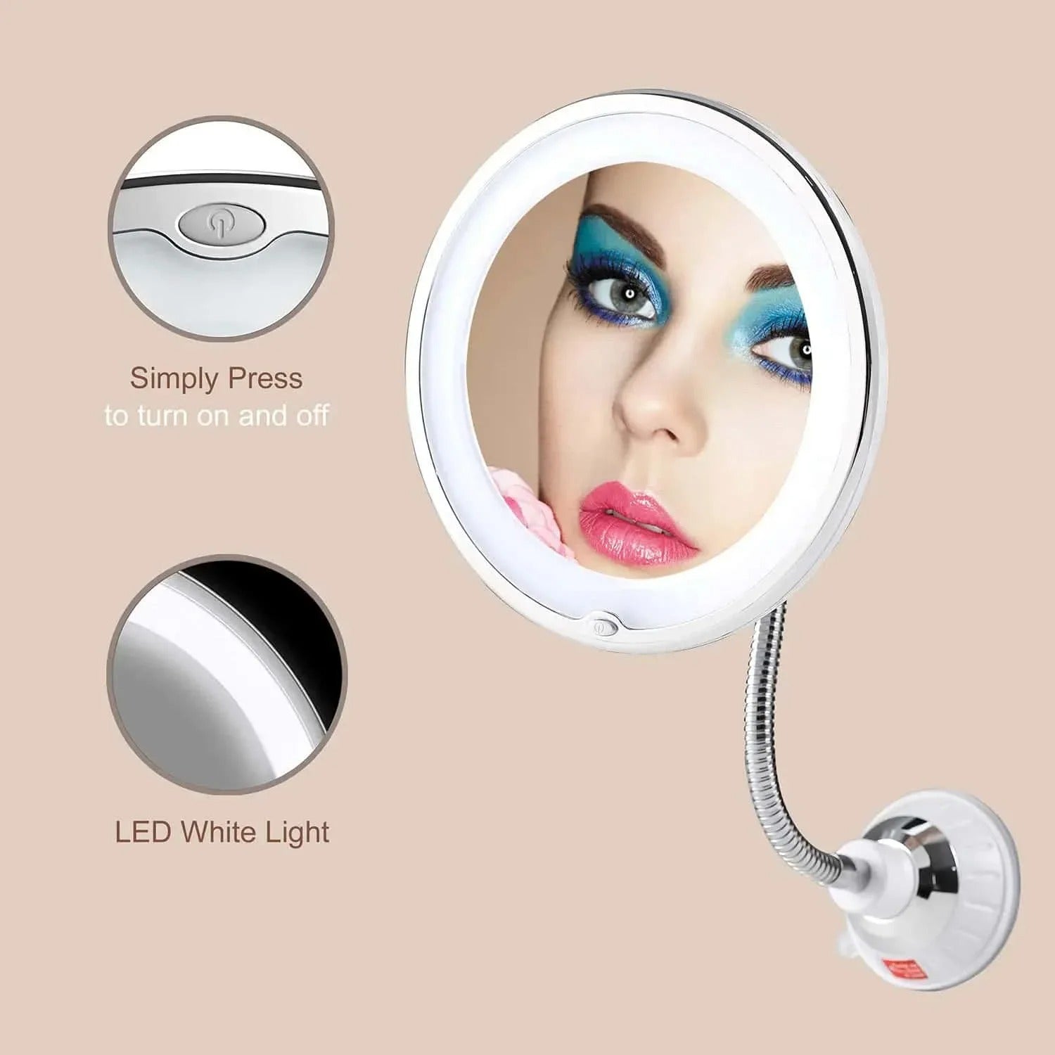 Flexible Gooseneck Makeup Mirror with LED Light