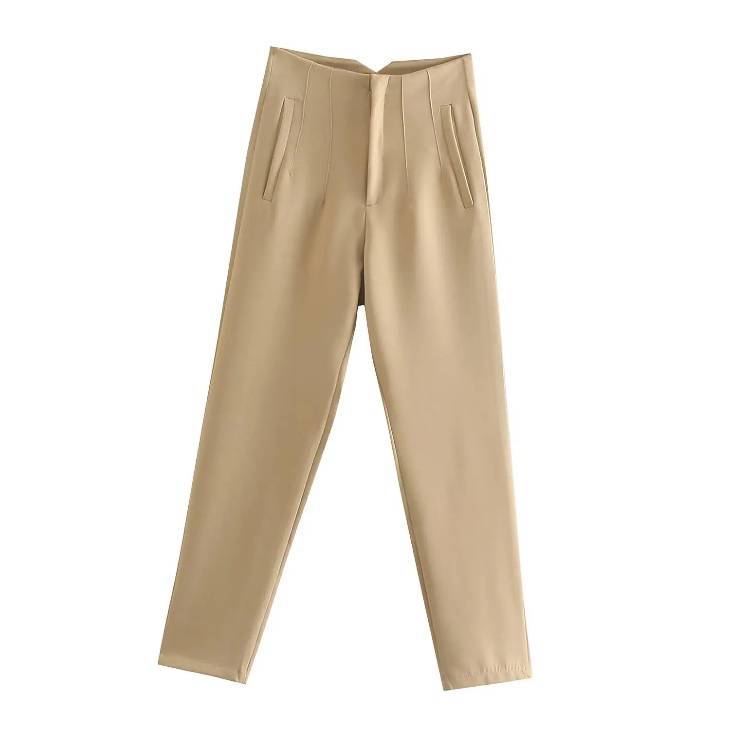 Straight Pants High Waist Front Zipper Trouser