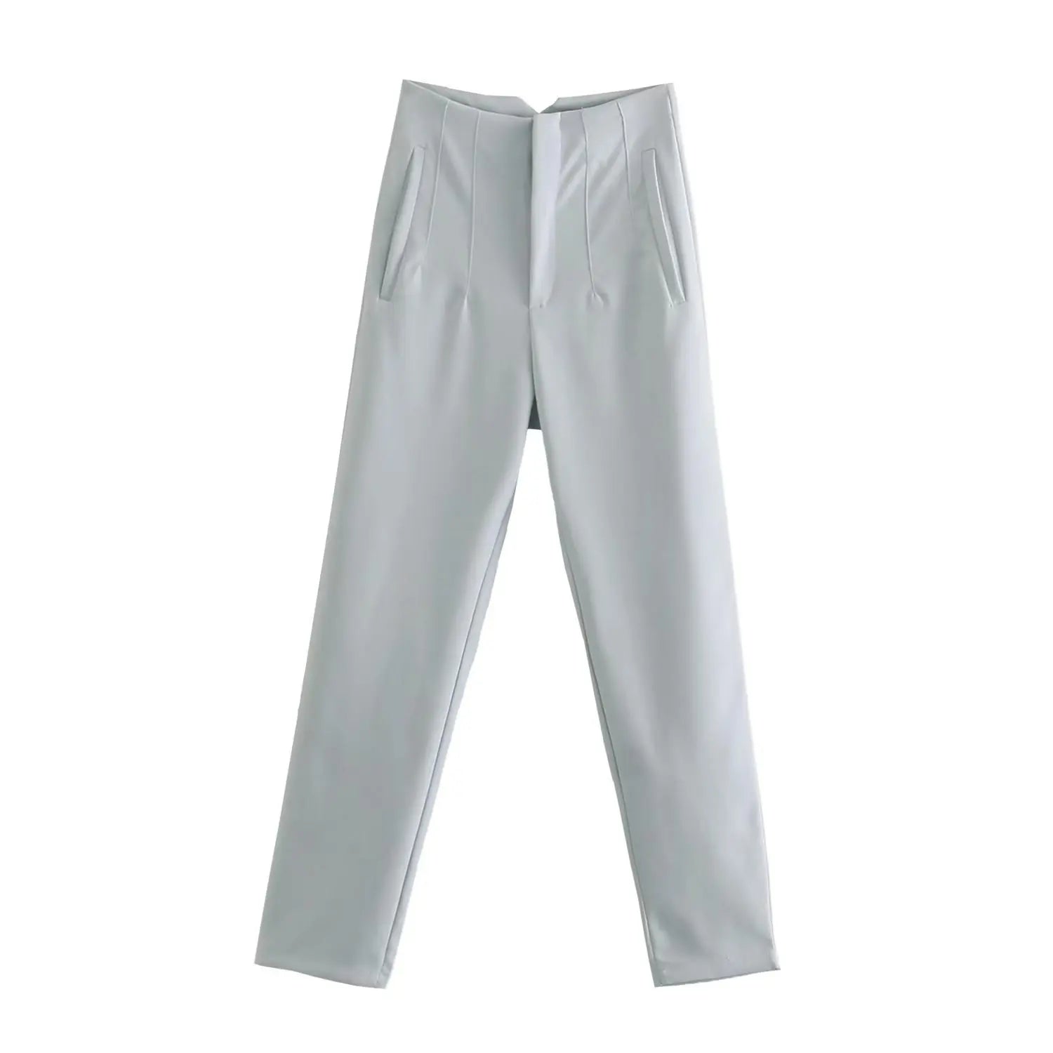 Straight Pants High Waist Front Zipper Trouser