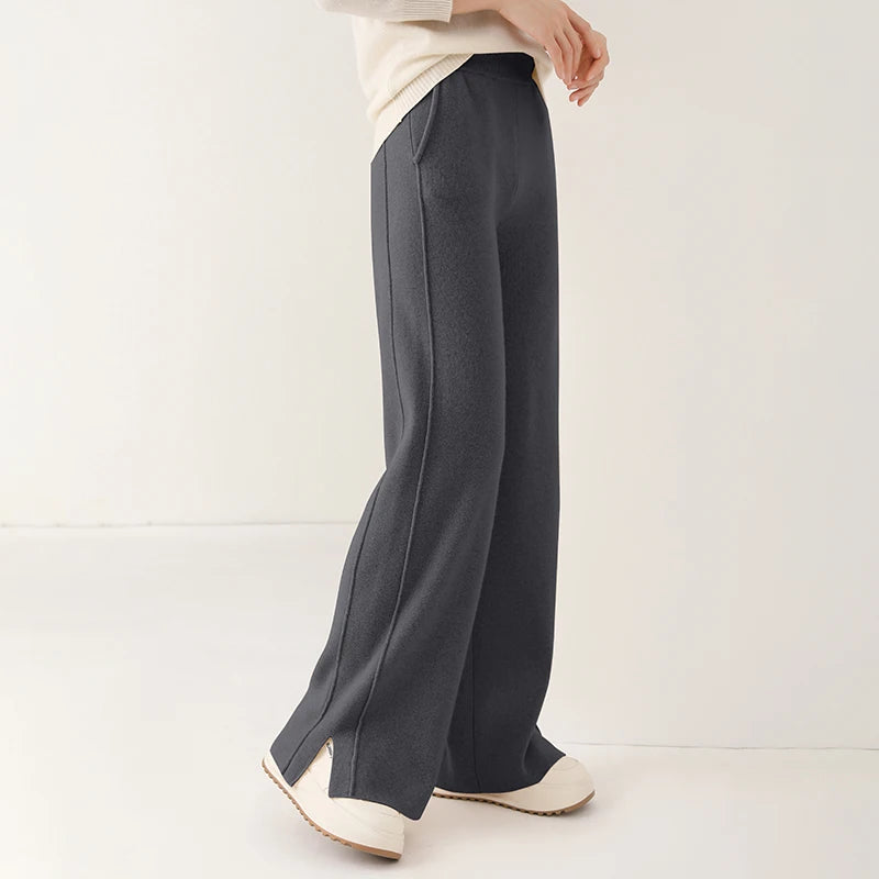 High waisted loose cashmere floor pants