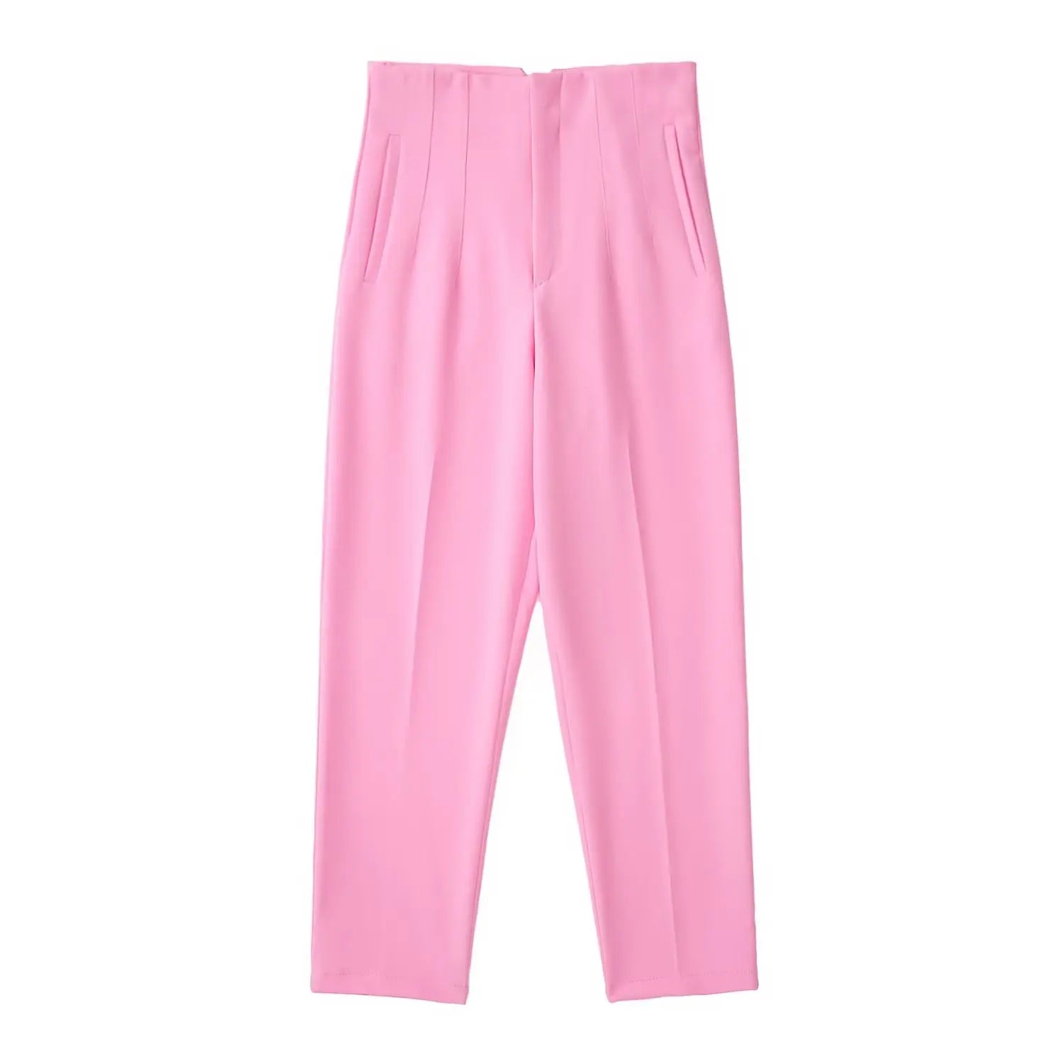 Straight Pants High Waist Front Zipper Trouser