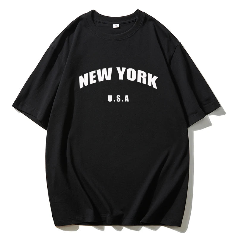 New York Letter Print T-shirts