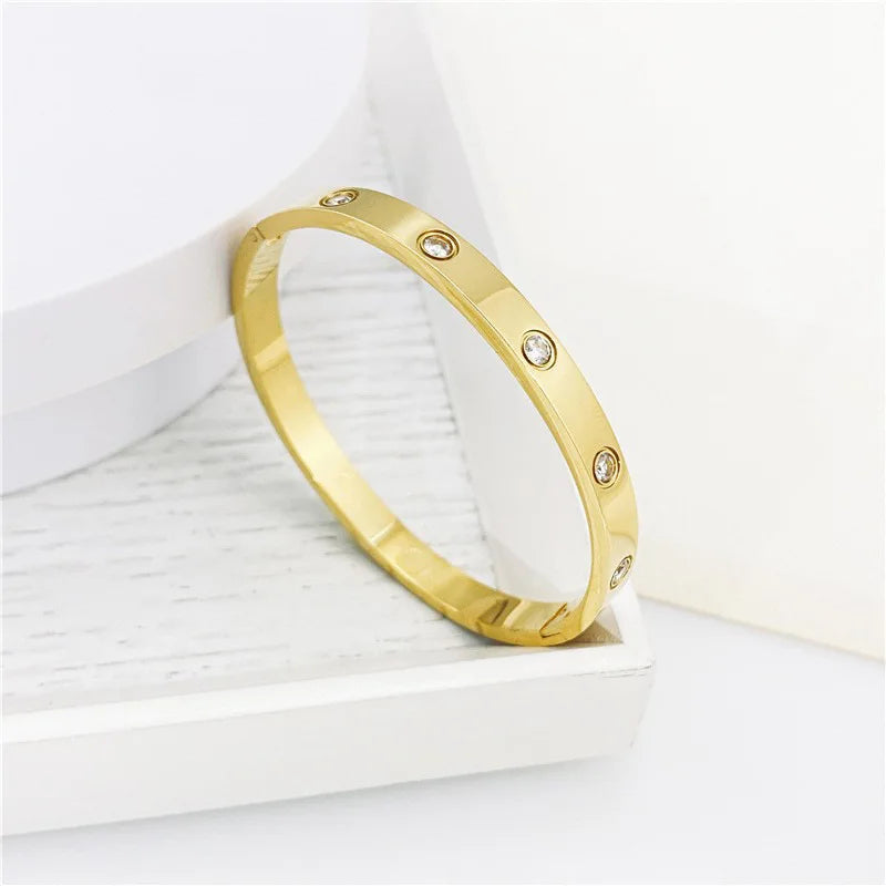 Gold Color Zircon And Cross Nut Nail Bracelet