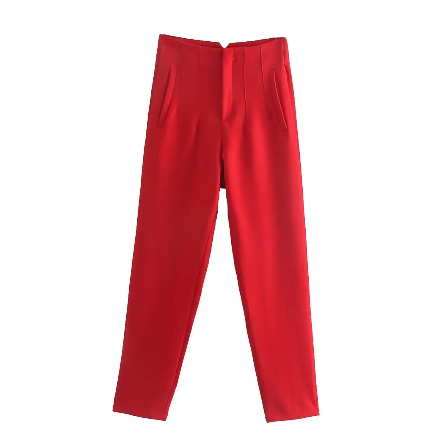 Straight Pants High Waist Front Zipper Trouser