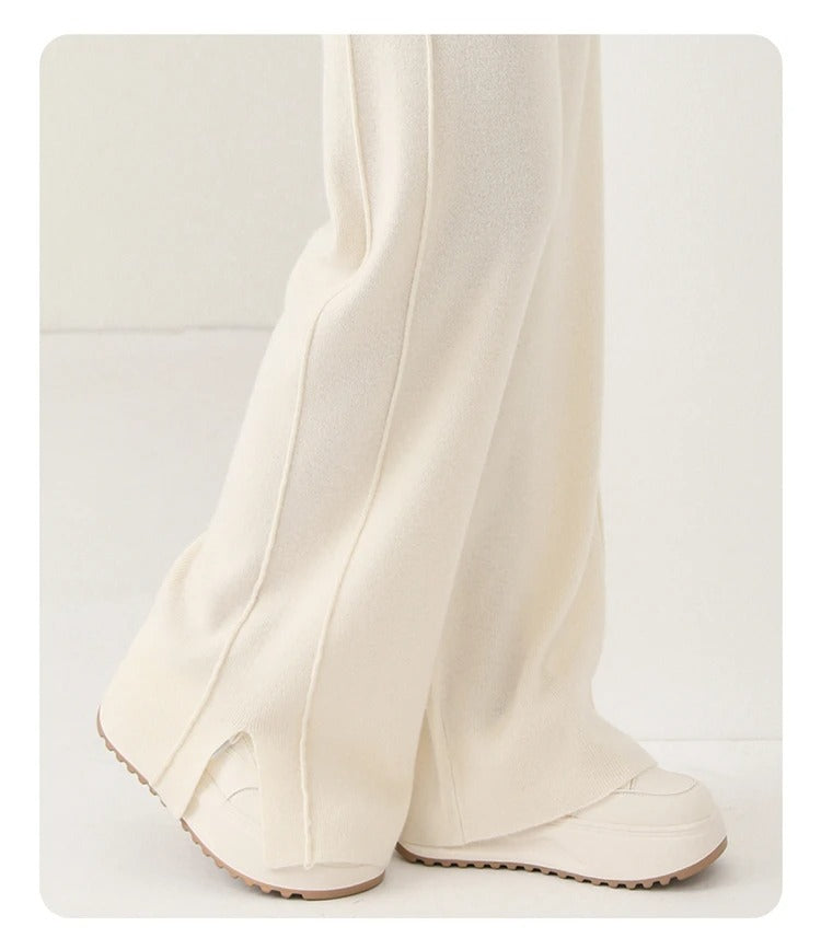 High waisted loose cashmere floor pants