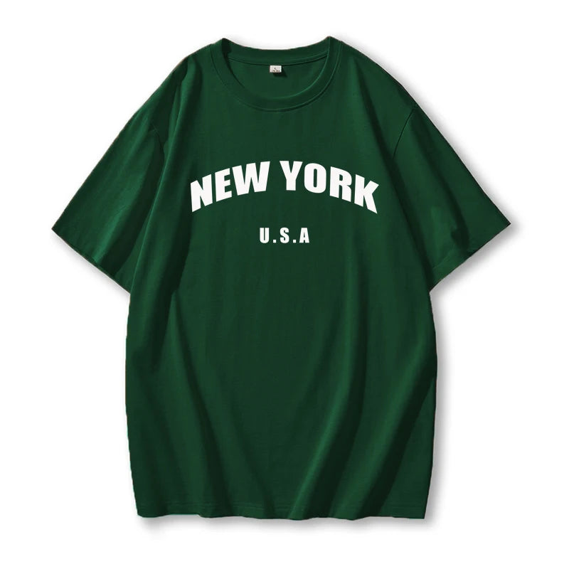 New York Letter Print T-shirts