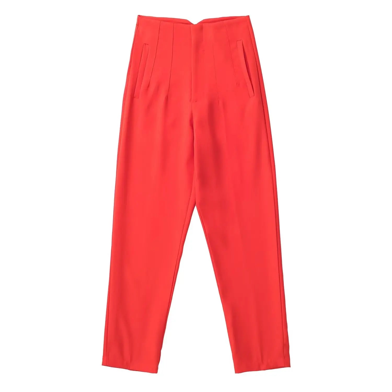 Straight Pants High Waist Front Zipper Trouser