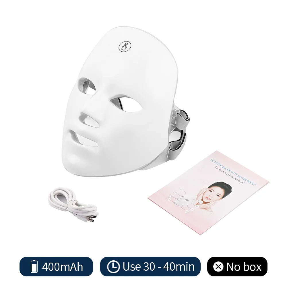 Rechargeable Facial LED Mask 7 Colors LED Photon Therapy